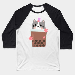 Cat Boba Tea Baseball T-Shirt